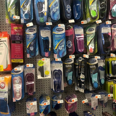 wall of OTC insoles